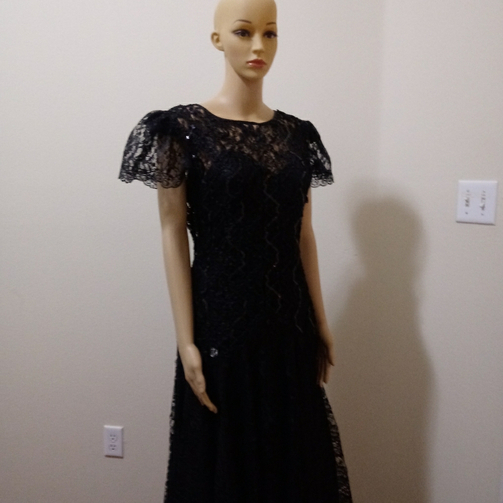 Black lace and sequence dress